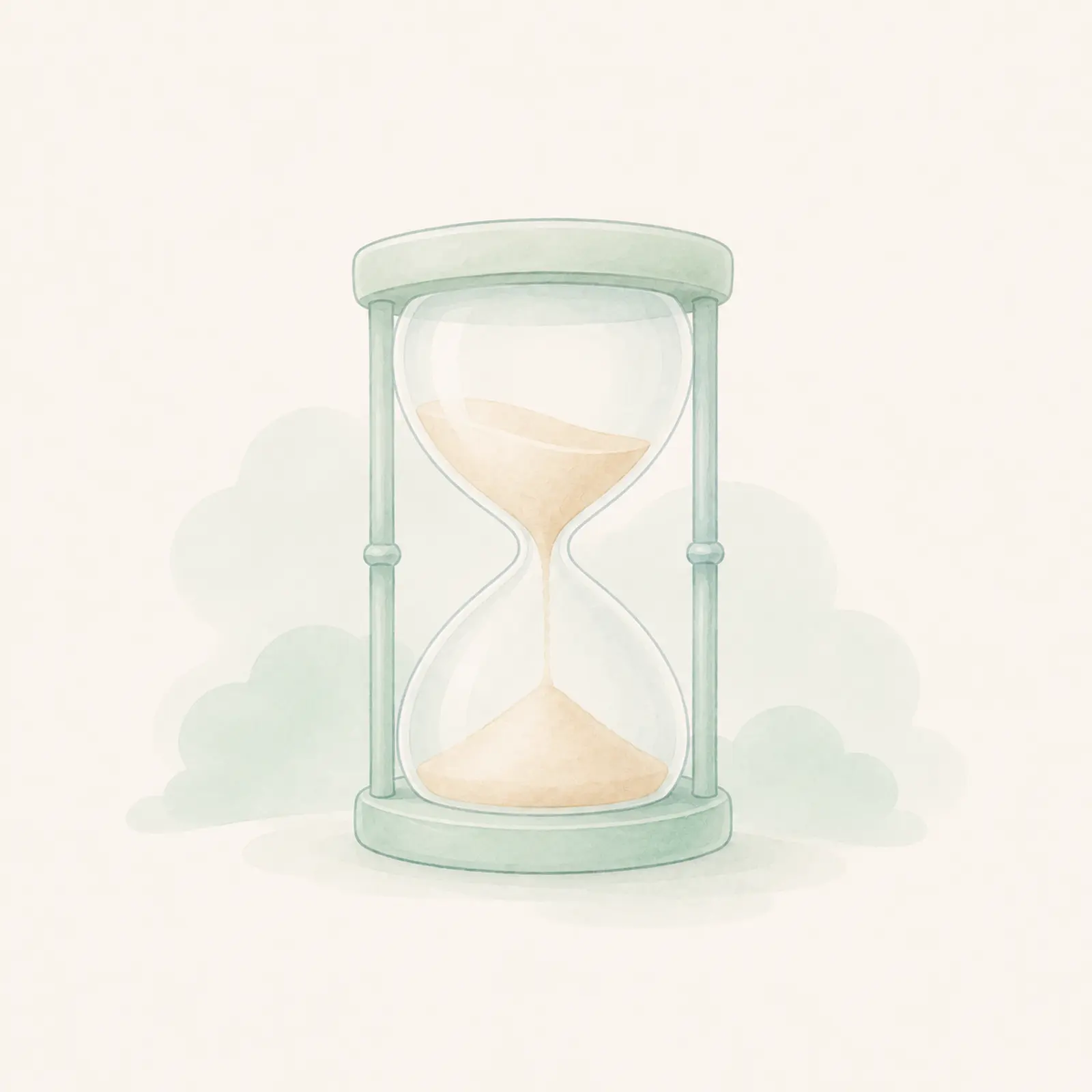 Aquarell einer Sanduhr – wie lange ein Neurodermitis-Schub typischerweise dauert.