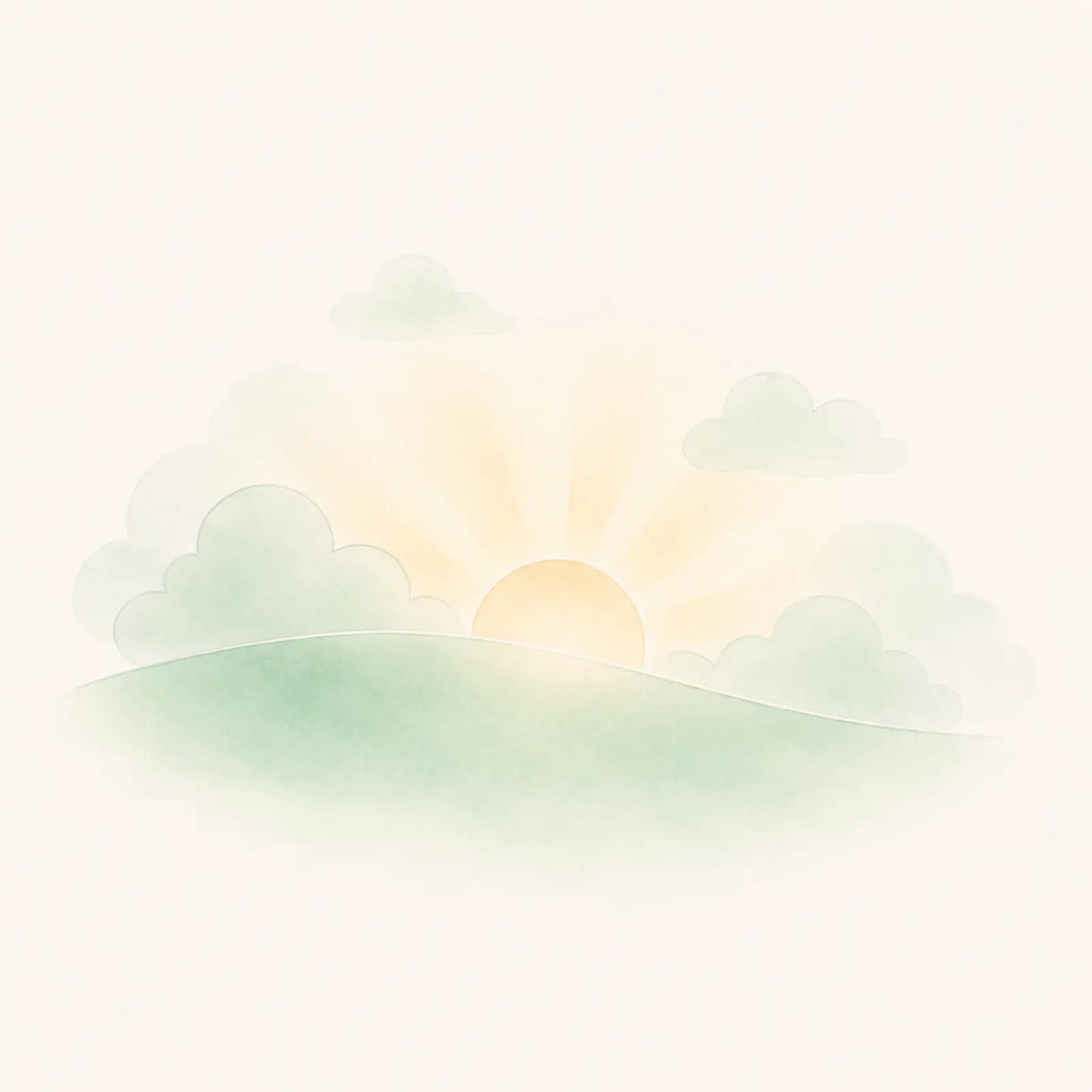 Aquarell eines sanften Sonnenaufgangs am hellen Horizont – Beruhigung der Haut nach einem Neurodermitis-Schub.
