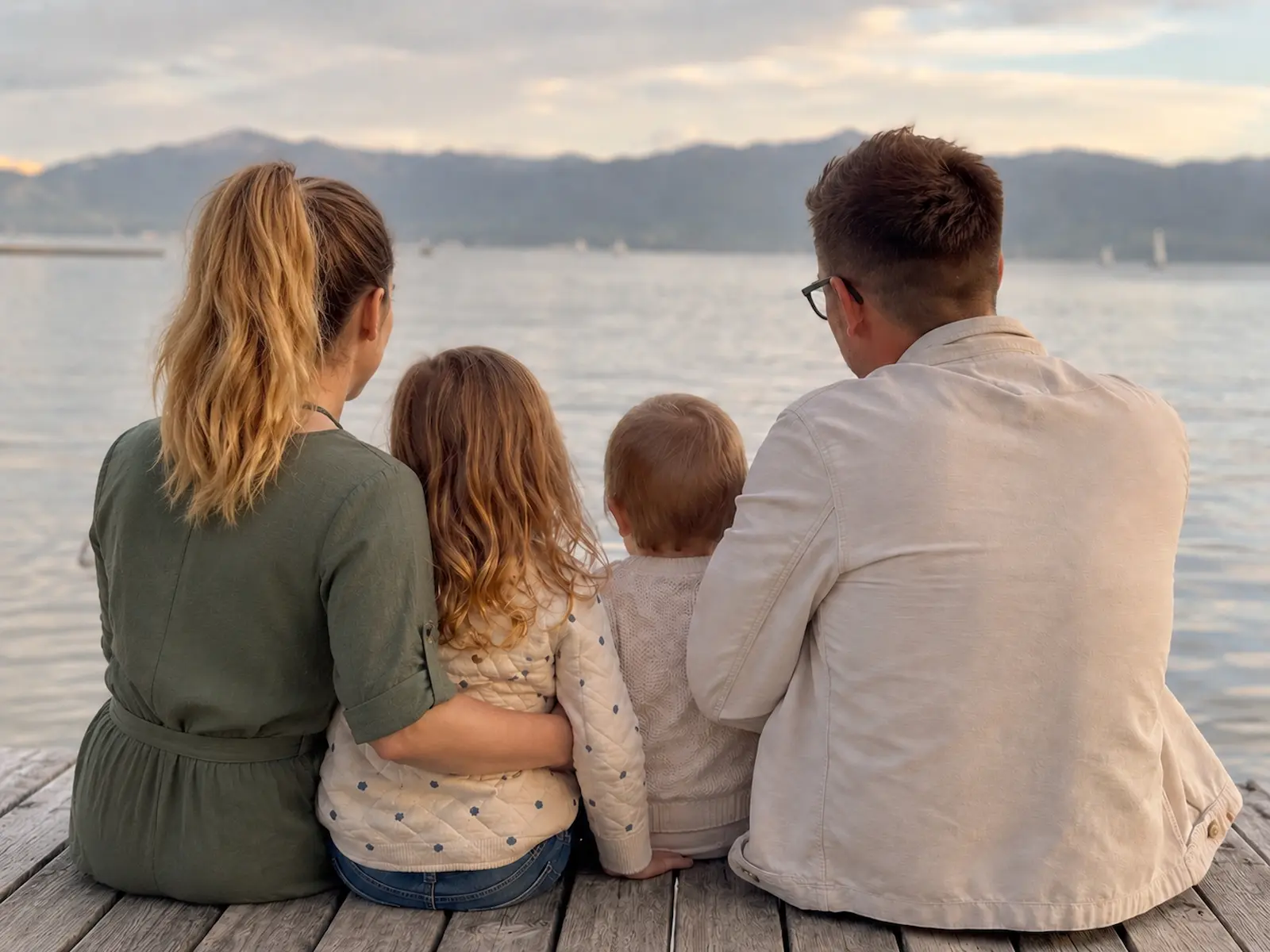 Ruhiger See in sanftem Licht – Sinnbild für Ruhe und Zuversicht im Familienalltag mit Neurodermitis.